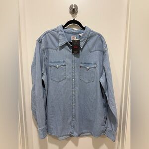 NWT Levi's Men's Blue Denim Long Sleeve Button Down Size XXL